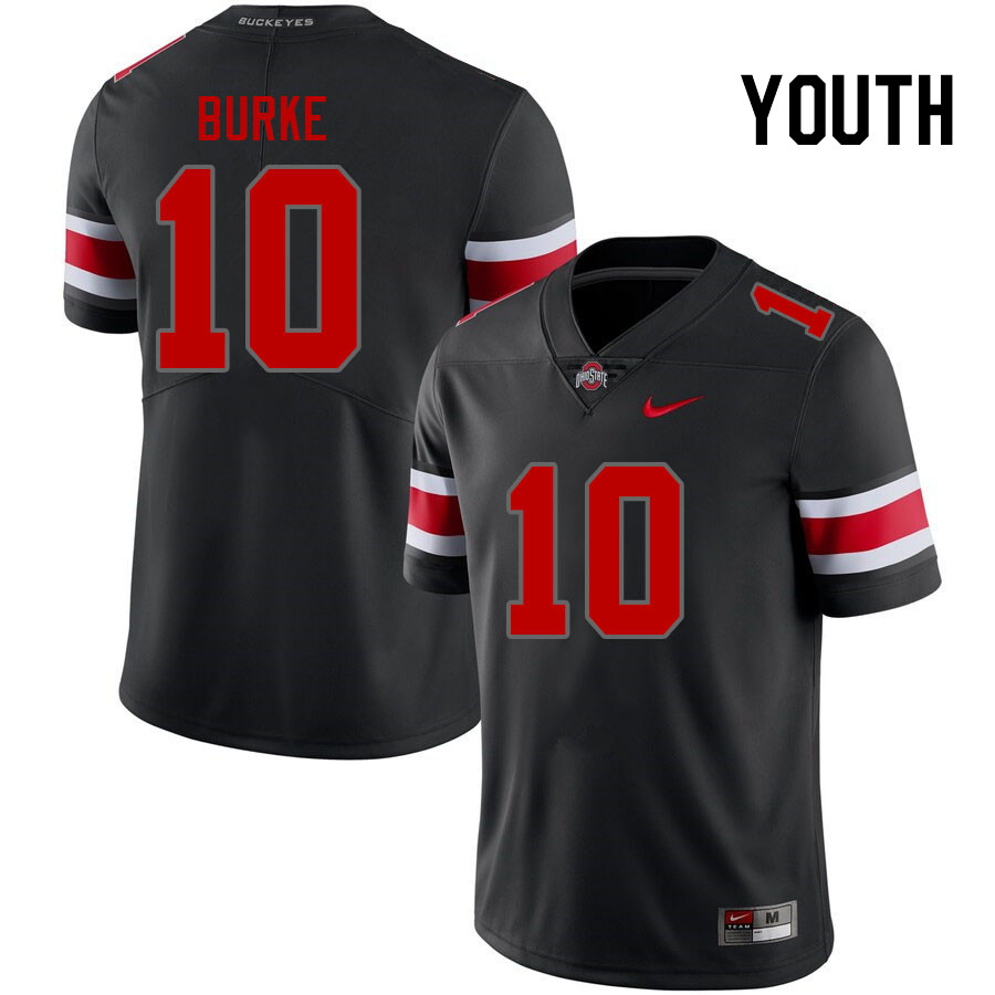 Ohio State Buckeyes Denzel Burke Youth #10 Blackout Authentic Stitched College Football Jersey